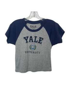 Yale‎ University Tshirt Large Gray Blue New WOT Raglan Short Sleeve Summer
